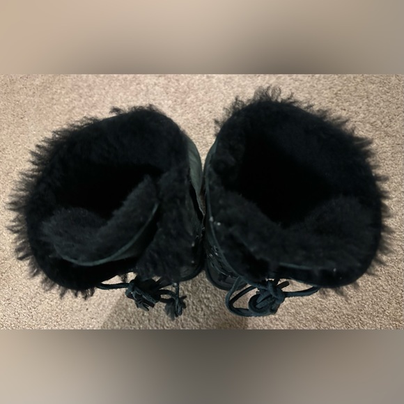 UGG Kristabelle Black Suede Sheepskin Fur Tall Winter Boots Size 6 - Picture 5 of 15